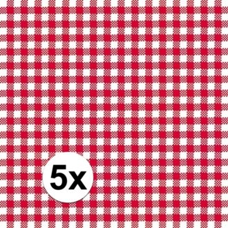 5x pakjes Oktoberfest Lunchservetten met een ruit print rood/wit 3-laags 20 stuks
