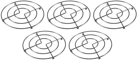5x Pannen onderzetters chroom 17 cm - Metalen onderzetters voor pannen