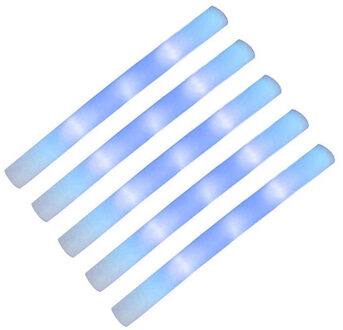 5x Partystaaf / foam stick met blauw LED licht - 48 cm - lichtstaven / partysticks