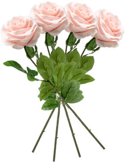 5x Perzik roze rozen Marleen kunstbloemen 63 cm