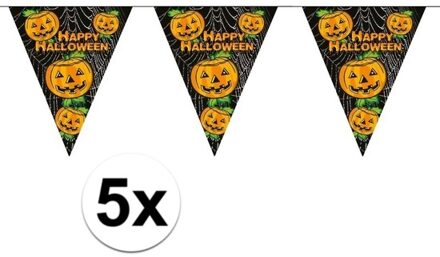 5x Pompoenen vlaggenlijnen / slingers 5 meter - Halloween versiering