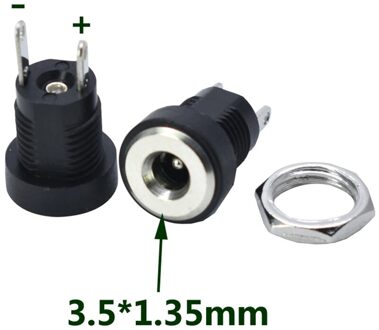 5x Power Connector DC-022B Jack Power Vrouwelijke 3.5X1.3Mm Panel Chassis Moer