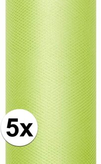 5x rollen tule stof licht groen 0,15 x 9 meter