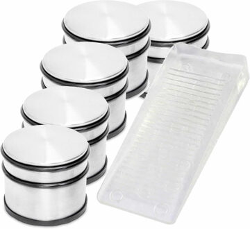 5x Ronde deurstopper 9 x 7.5 cm + gratis deurwig transparant