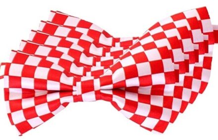 5x Rood/wit geblokte Brabant vlinderstrikjes 12 cm dames/heren Multi