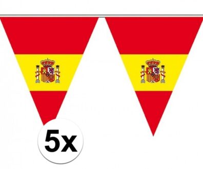 5x Spanje supporter vlaggenlijnen 5 meter - Spaans thema - Spaanse vlag decoratie