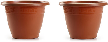 5x stuks bloempot terra cotta rond diameter 20 cm - Bloemen/plantenbak/plantenpot van kunststof