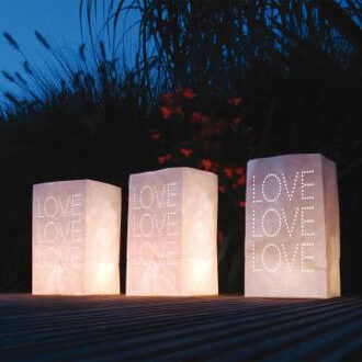 5x Stuks Candle Bags Set Love Thema 26 Cm