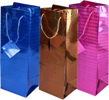 5x stuks flessen kado verpakking 33 x 10 cm brons