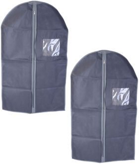 5x stuks grijze kledinghoezen 60 x 100 cm met kijkvenster