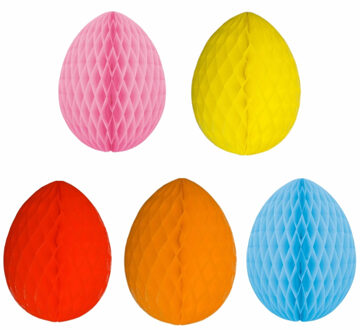 5x stuks hangende paaseieren deco versiering van papier 20 cm