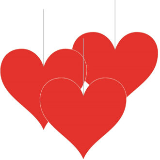 5x stuks hangversiering Harten/Hartje 17 cm - Feestartikelen/versiering hartjes