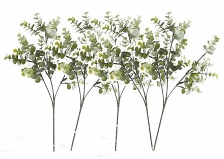 5x stuks kunstplant Eucalyptus takken 65 cm grijs/groen - Groene namaak planten takken