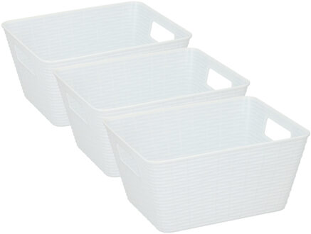5x Stuks kunststof opbergmandjes wit 26 x 20 x 13 cm