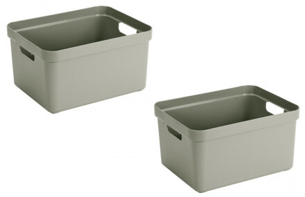 5x stuks lichtgroene opbergboxen/opbergdozen/opbergmanden kunststof - 32 liter - opbergen manden/dozen/bakken - opbergers