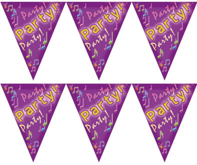 5x stuks party time verjaardag feest vlaggenlijn van 5 meter