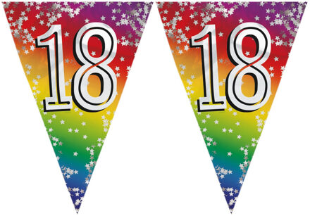 5x stuks vlaggenlijn 18 jaar versiering vlaggetjes slinger 6 meter - Glitter folie - Binnen/buiten gebruik