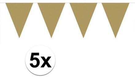 5x stuks vlaggenlijnen XL goud 6 meter