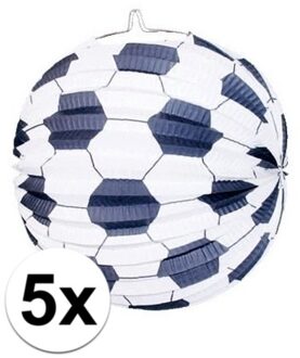 5x stuks voetbal lampionnen van papier - Feestlampionnen Multikleur