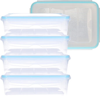 5x stuks Voorraadbakjes/bewaarbakjes met deksel 2.6 liter -  Pealprep eten bewaren - Diepvries/vershoudbakjes - 25,5 x 18 x 8 cm