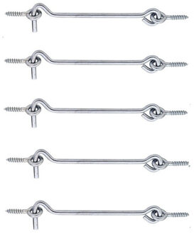 5x stuks windhaak / windhaken - verzinkt staal - 25 x 0,6 cm - stormhaken - deurhaken / raamhaken / deurvastzetters