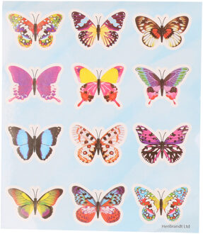 5x Velletjes agenda/dagboek/fun kinder vlinder stickers - 12 vlinders per velletje van 10 x 12 cm