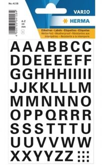 5x velletjes letters stickers zwart 10mm 65x stuks per vel - A t/m Z stickervellen - Hobby kantoor artikelen