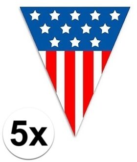 5x Vlaggenlijn Amerika 5 meter