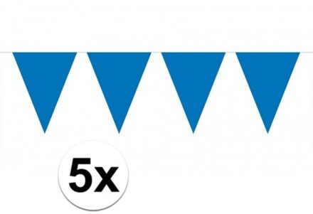 5x vlaggenlijn / slinger blauw 10 meter - totaal 50 meter - slingers