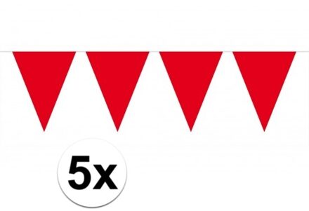 5x vlaggenlijn / slinger rood 10 meter - totaal 50 meter - slingers