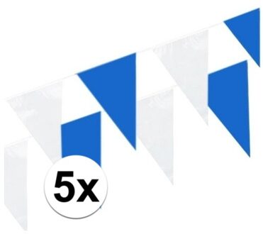 5x Vlaggenlijnen blauw/wit 10 meter