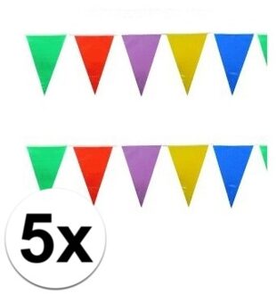 5x Vlaggenlijnen gekleurde vlaggetjes van 10 meter