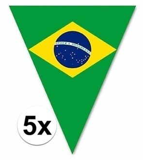 5x Vlaggetjes lijn/slinger met Brazilie vlaggetjes 5 m