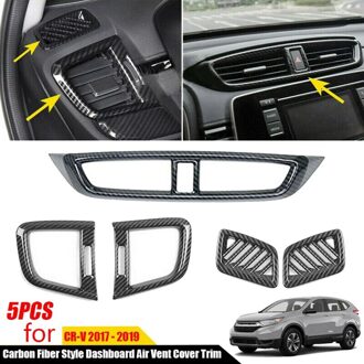 5X Voor Honda CR-V Crv Carbon Fiber Inner Dashboard Air Vent Cover Trim