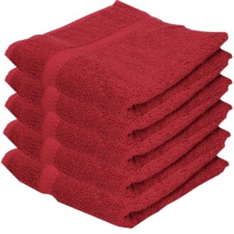 5x Voordelige badhanddoeken rood 70 x 140 cm 420 grams