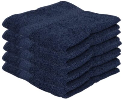 5x Voordelige Handdoeken Navy Blauw 50 X 100 Cm 420 Grams - Badkamer Textiel Badhanddoeken