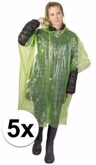 5x wegwerp regenponcho groen