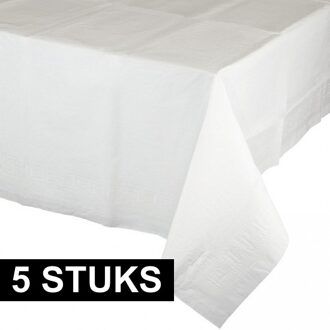5x Witte tafelkleden 274 x 137 cm - Tafellakens wit 5 stuks