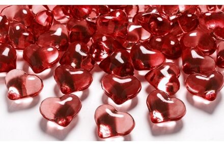 5x zakjes met rode decoratie hartjes diamantjes 30 stuks