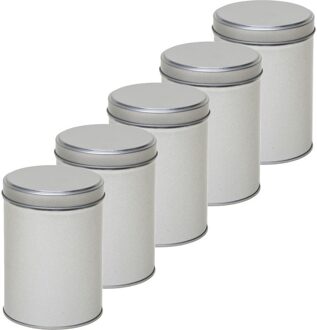 5x Zilver rond opbergblik/bewaarblik 13 cm - Zilveren koffiepads/koffiecups voorraadblikken - Voorraadbussen