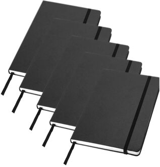 5x Zwart luxe schriften gelinieerd A5 formaat - Notitieboeken - Kantoor schriften