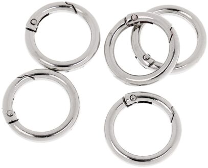 5X28Mm Ronde Karabijnhaak Camping Spring Snap Clip Hook Sleutelhanger Sleutelhanger Klimmen zilver