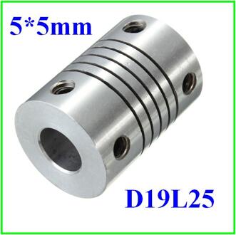 ! 5x5mm cnc motor jaw shaft coupler 5mm om 5mm flexibele koppeling od 19x25mm