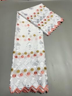 5Yard Zwitserse Kant Stof Zware Kralen Borduren Afrikaanse 100% Katoen Stoffen Zwitserse Voile Kant Populaire Dubai Stijl