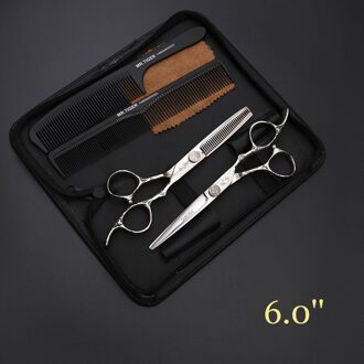 6.0 Japan Professionele Haar Schaar Kappers Schaar Haar Knippen Schaar Kapper Schaar Dunner Schaar Kapper 2 scissors comb zak