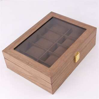 6/10/12 Grids Retro Rode Houten Horloge Display Case Duurzaam Verpakking Houder Sieraden Collection Opslag Horloge Organizer Box Kist 10 B