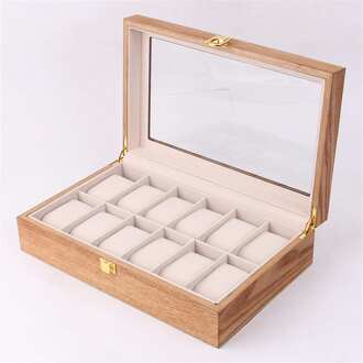 6/10/12 Grids Retro Rode Houten Horloge Display Case Duurzaam Verpakking Houder Sieraden Collection Opslag Horloge Organizer Box Kist 12 C