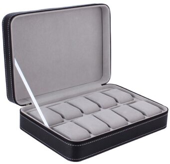 6 10 12 Slot Horloge Doos PU Lederen Regendicht Afneembare Rits Sieraden Display Container Opslag Houder Organizer Case 10 Slot