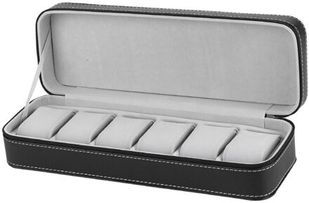 6 10 12 Slot Horloge Doos PU Lederen Regendicht Afneembare Rits Sieraden Display Container Opslag Houder Organizer Case 6 Slot