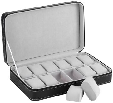 6 10 12 Slot Horloge Doos PU Lederen Regendicht Afneembare Rits Sieraden Display Container Opslag Houder Organizer Case